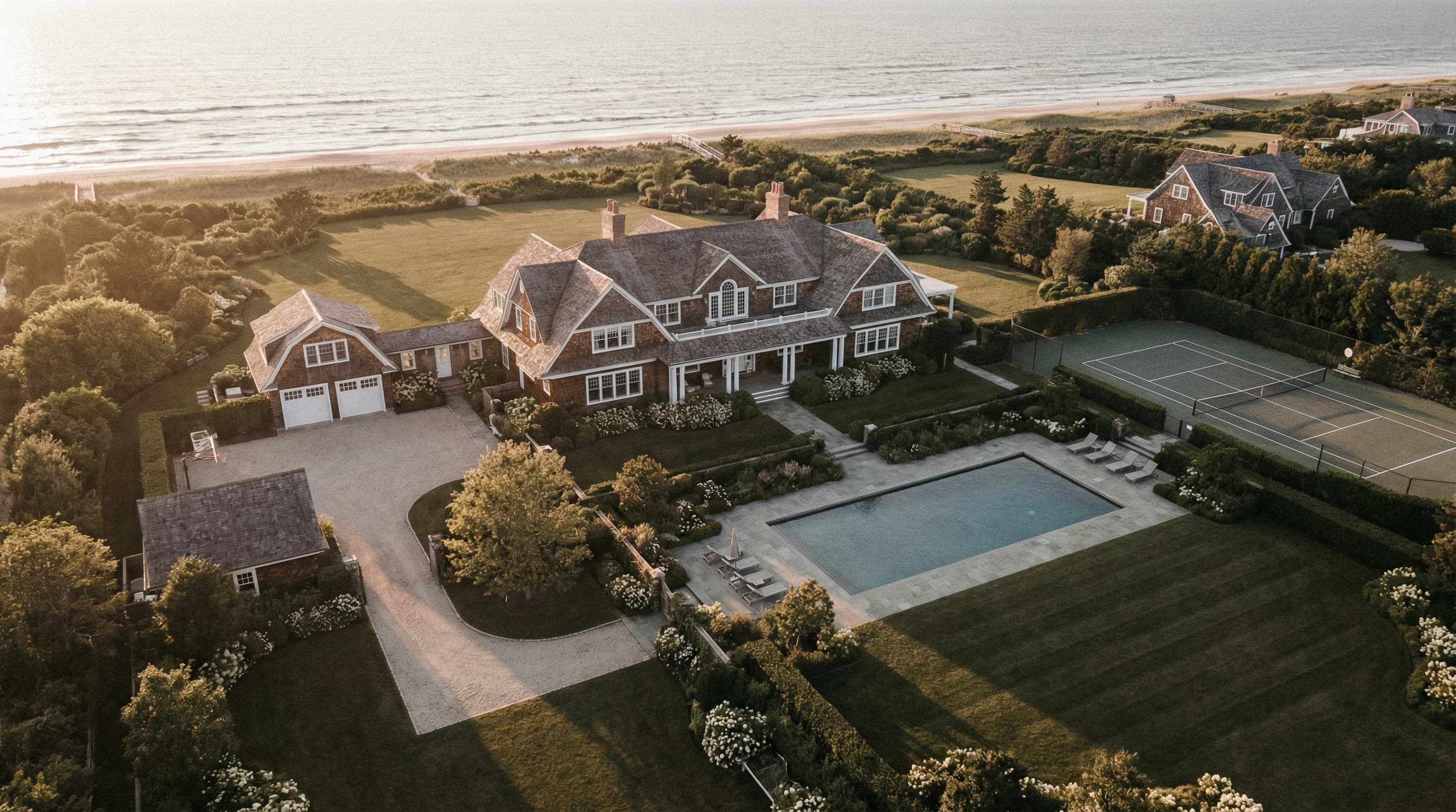 Hamptons estate aerial view