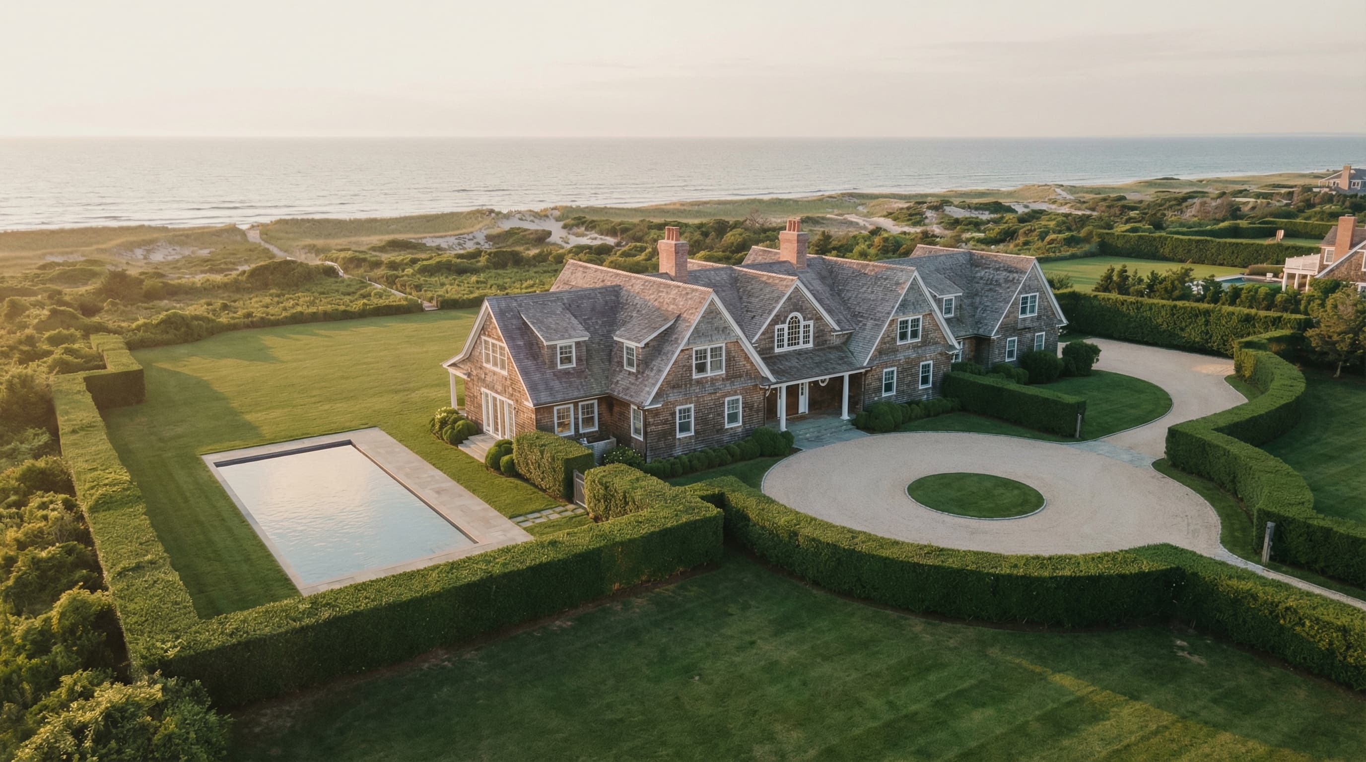 Hamptons estate aerial view